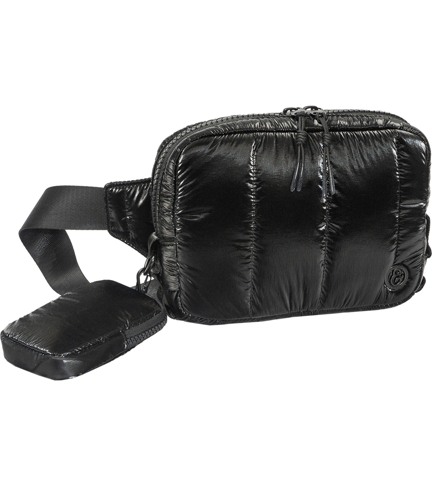 Joan & David Metallic Tubular Quilted Nylon Passport Sling Bag