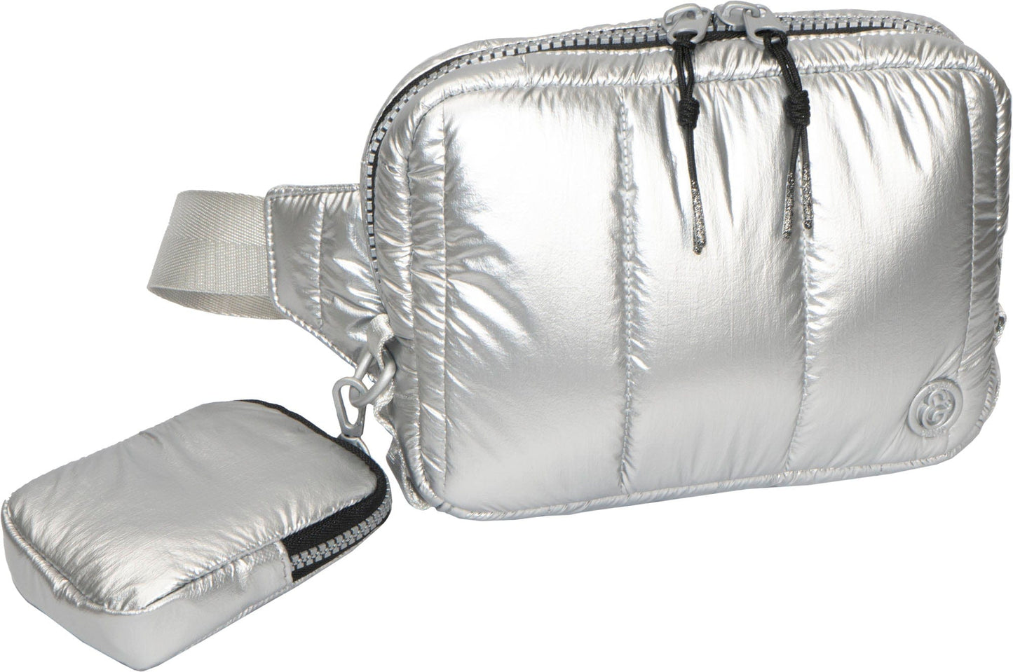 Joan & David Metallic Tubular Quilted Nylon Passport Sling Bag