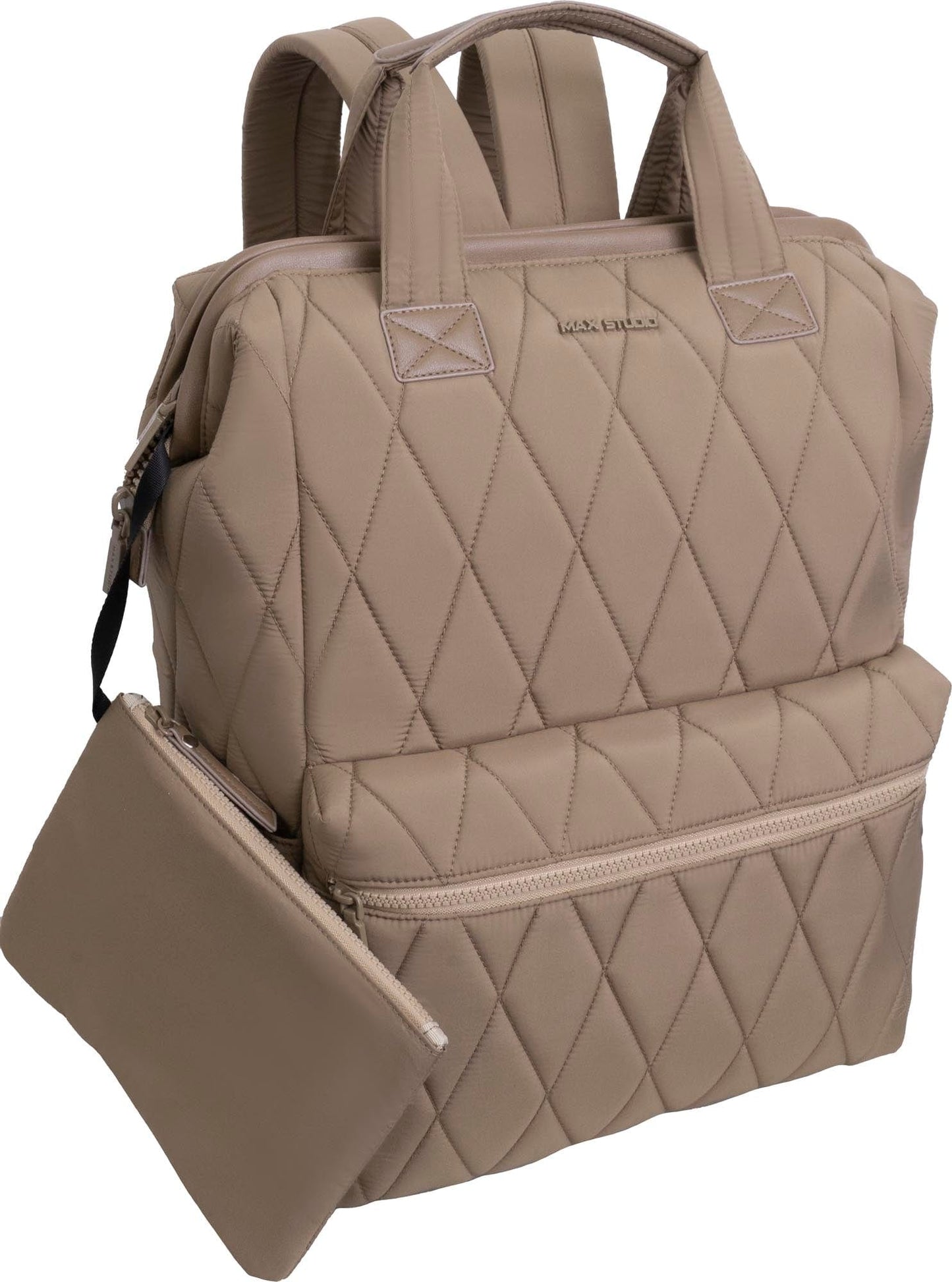 Max Studio Diamond Quilted Backpack with Front Zippered Pocket