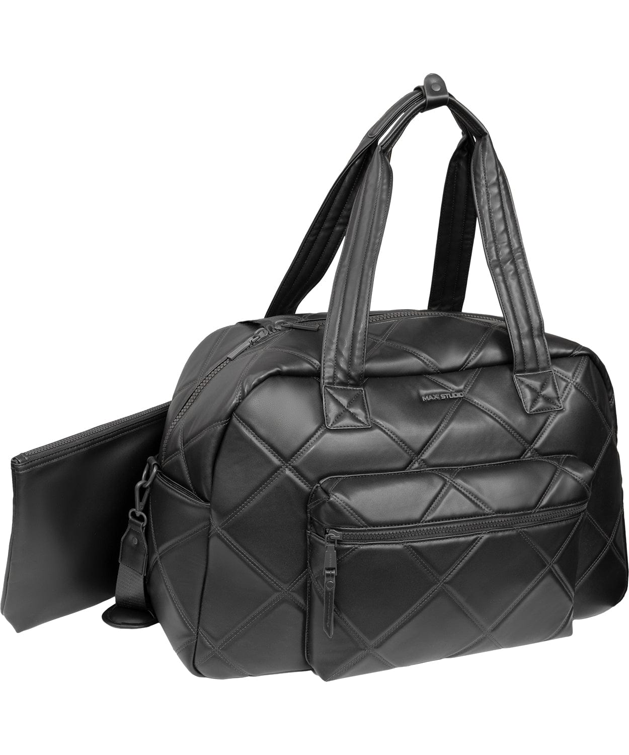 Max Studio 21 Inch Large Lamby Diamond Quilted Front Pocket Duffle Bag