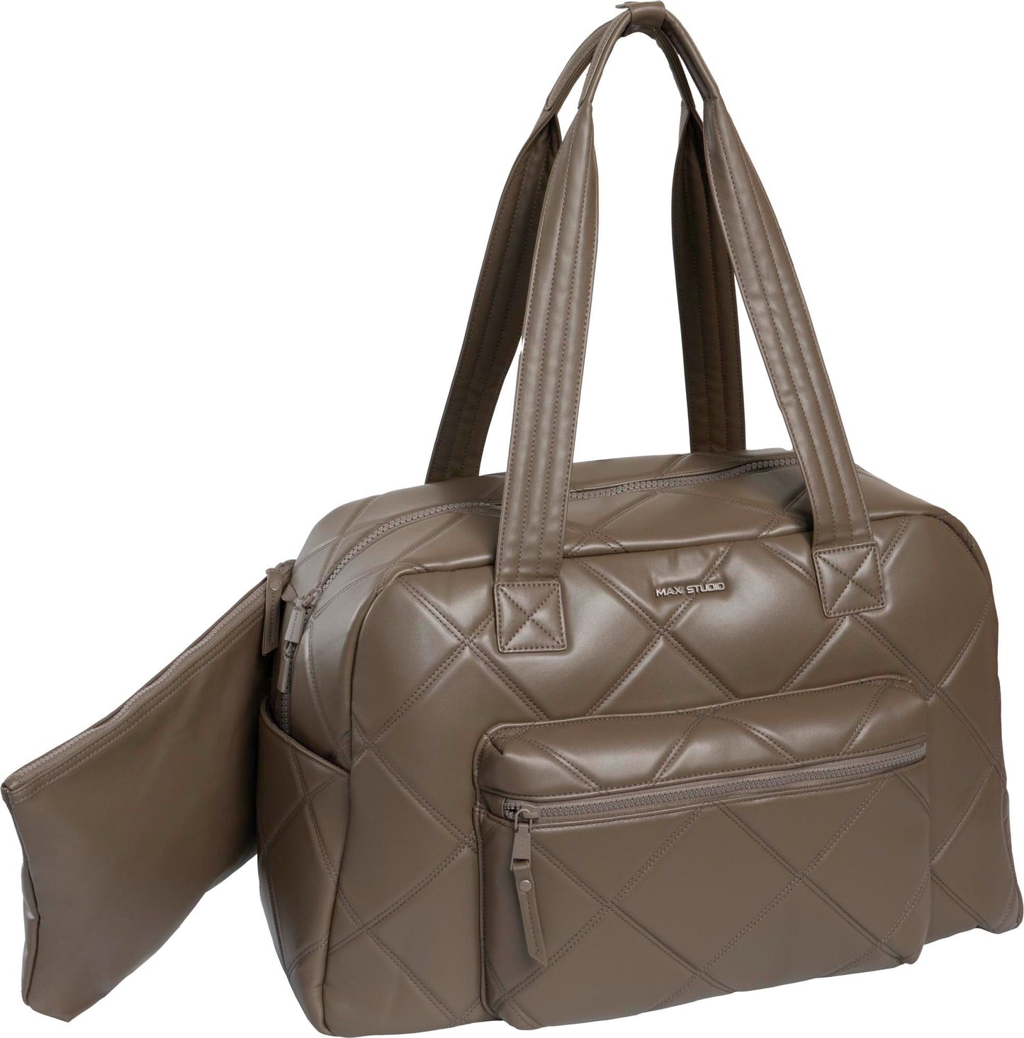 Max Studio 21 Inch Large Lamby Diamond Quilted Front Pocket Duffle Bag