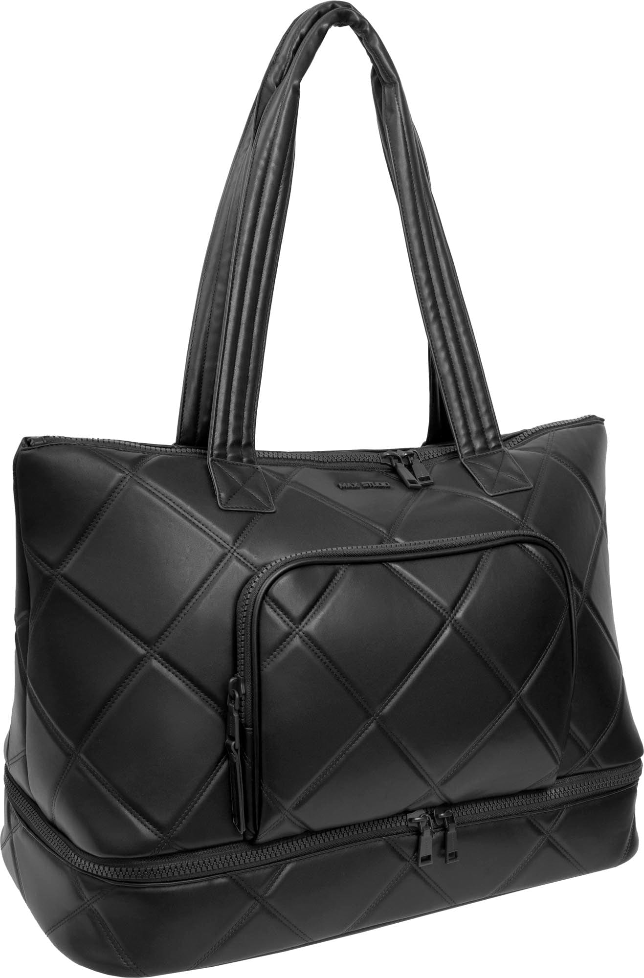 Max Studio 21 Inch Lamby Diamond Quilted Drop Bottom Duffle Bag