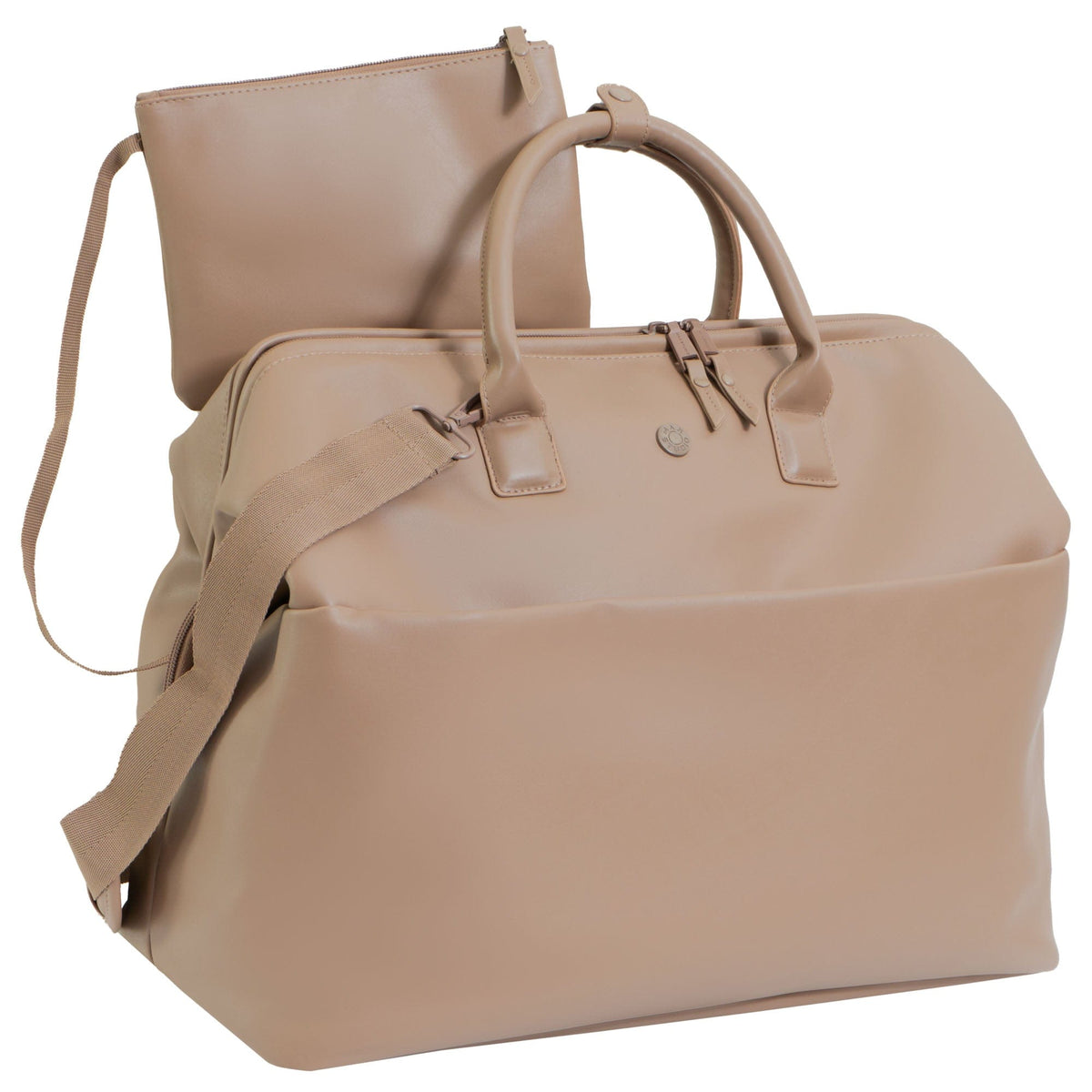 Max Studio 18 Inch Smooth Faux Vachetta PU Frame Weekender Duffle