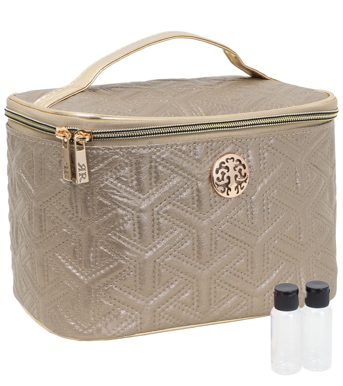 Rebecca & Rifka Metallic Quilted Embossed Train Toiletry Case