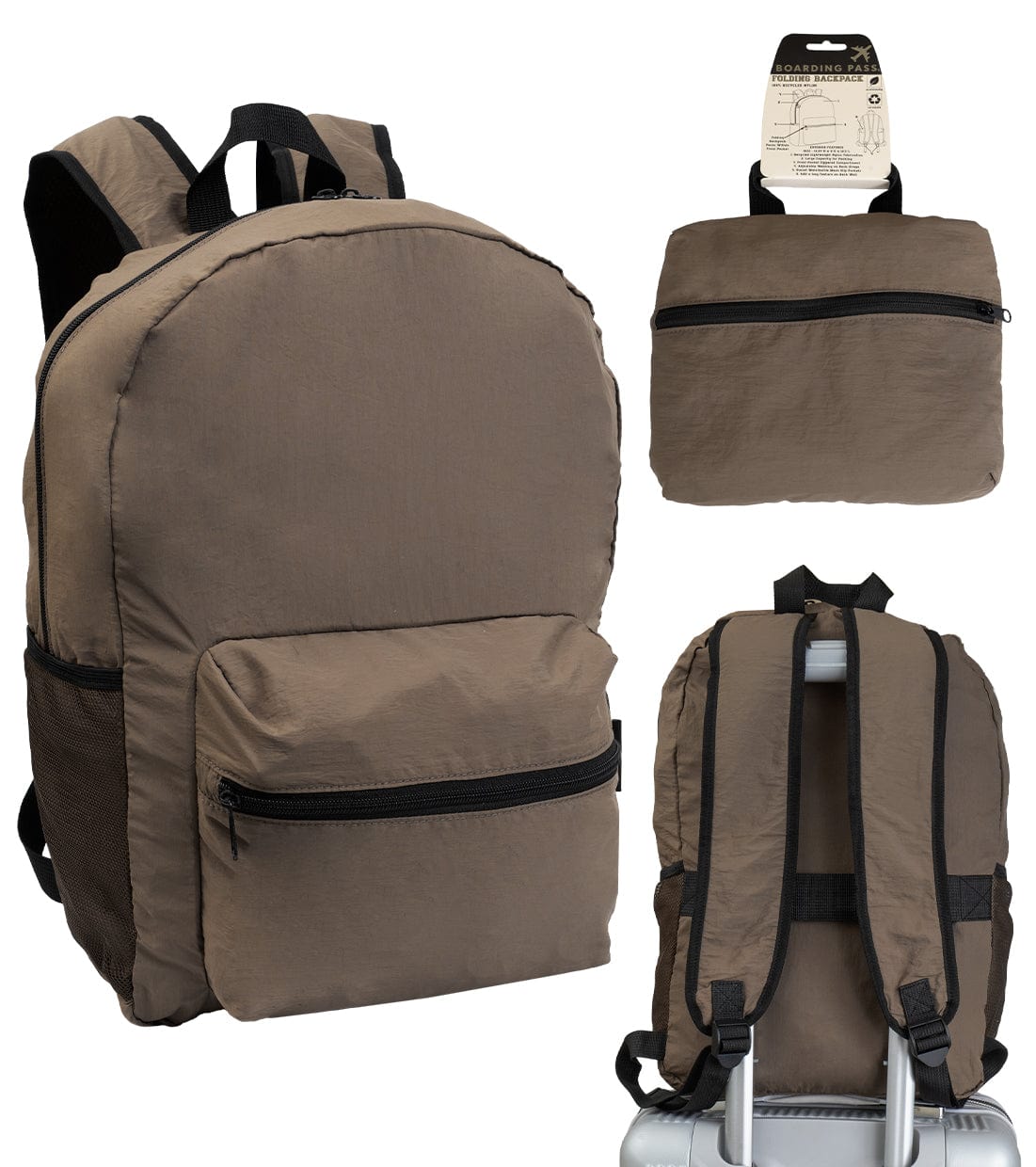 Boarding Pass Recycled Foldable & Packable Pouch Backpack