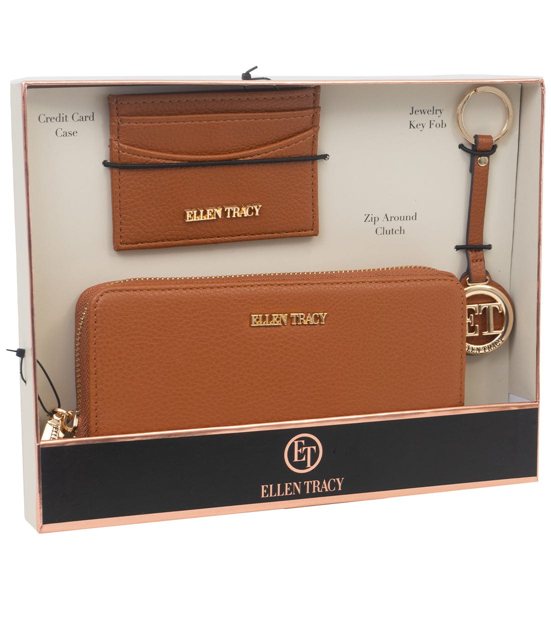 Ellen Tracy 3 Piece Wallet, ID Card Case, & Key Fob Boxed Gift Set