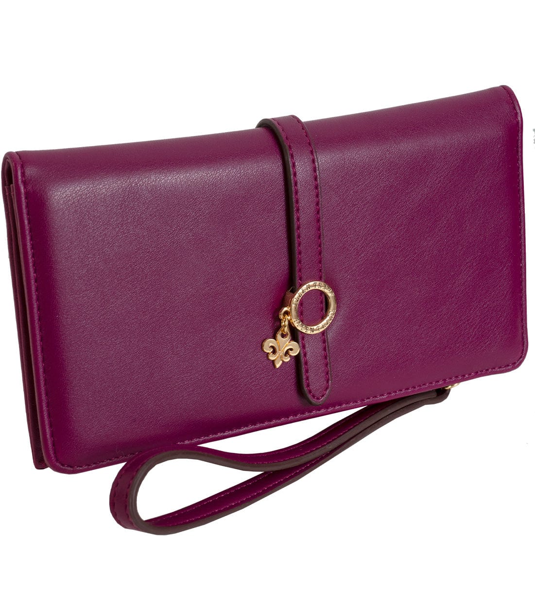 Ellen Tracy Smooth Vachetta Fleur De Li  Wristlet