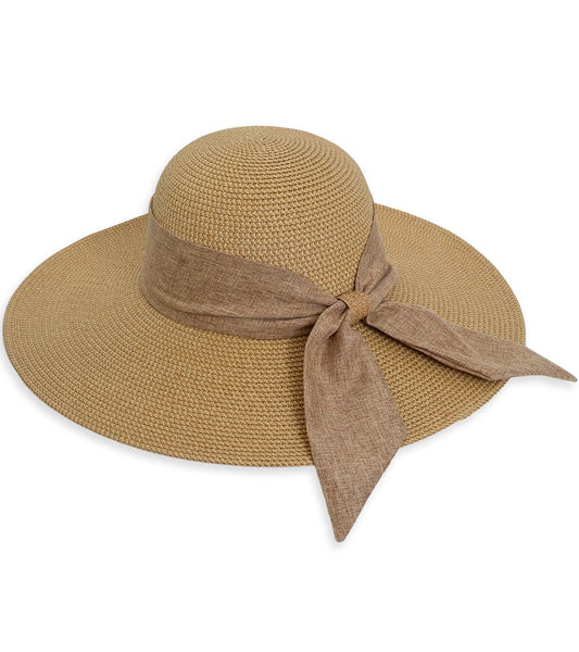 Magid Ribbon Bow Straw Floppy Hat