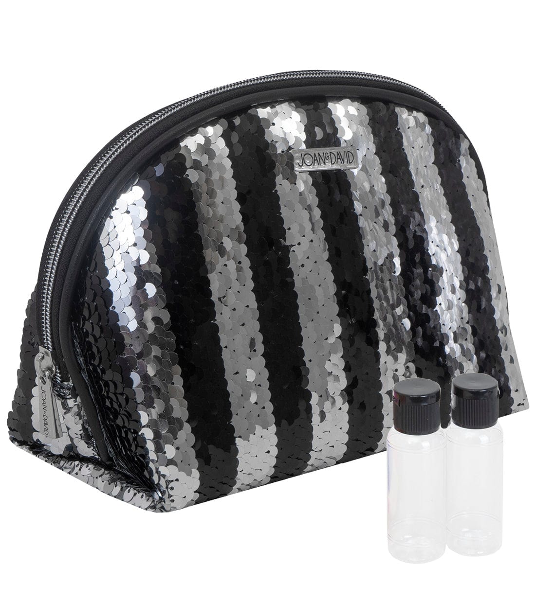 Joan & David Striped Sequin Dome Cosmetic Pouch