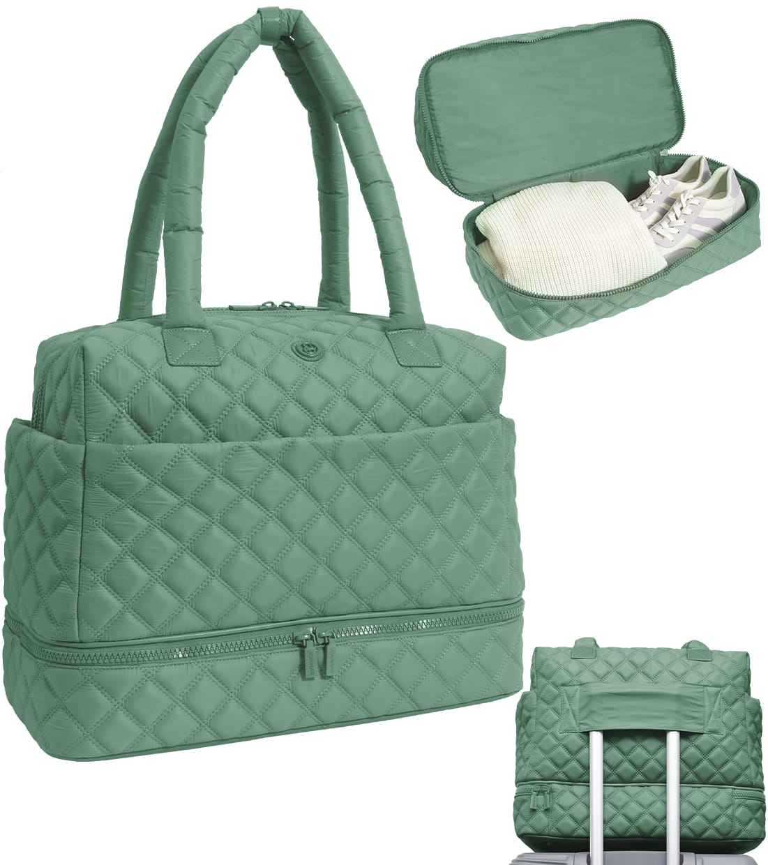 Joan & David The Isabel Quilted Nylon Drop Bottom Duffel Bag