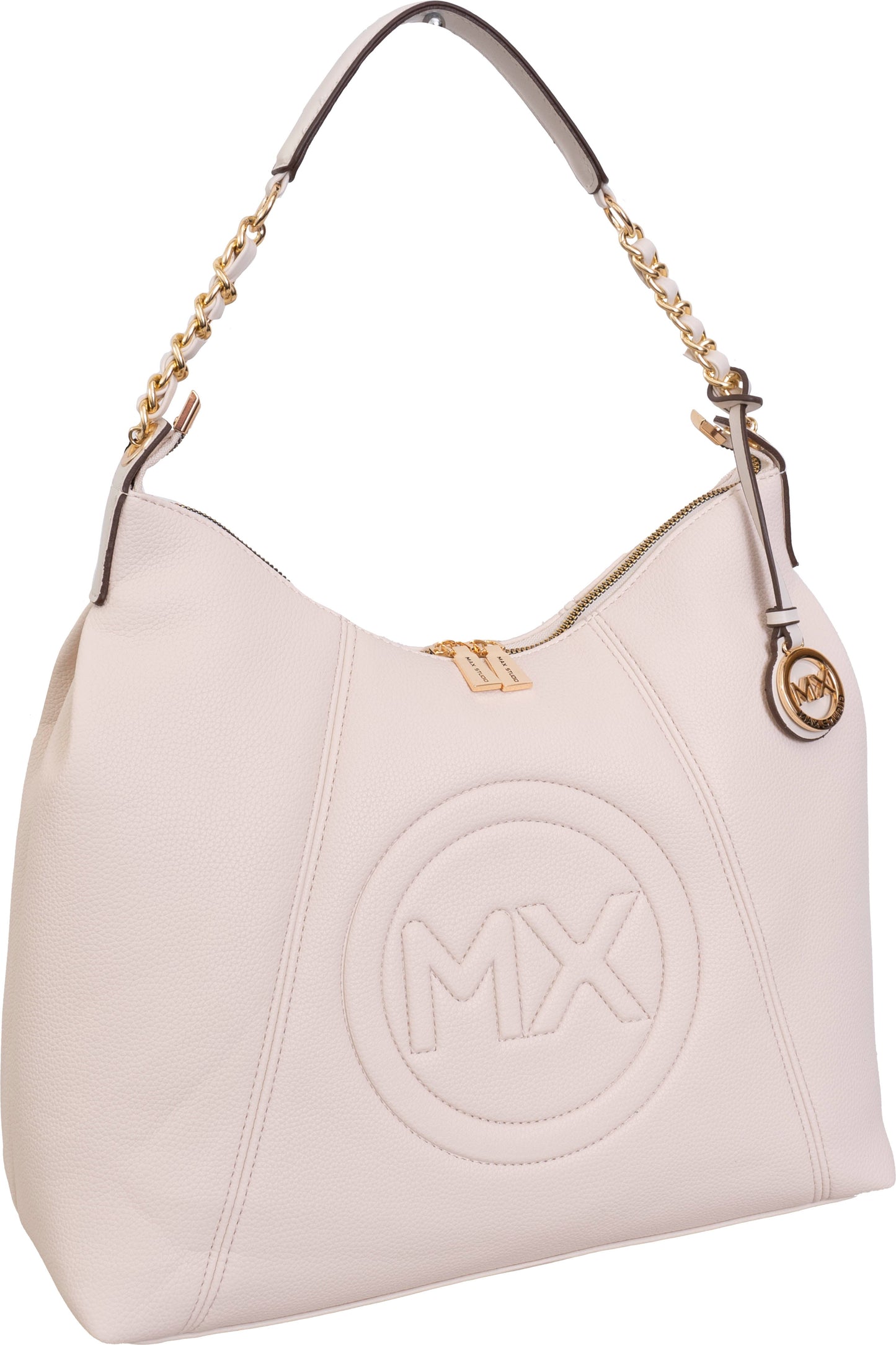 Max Studio Pebble Grain Top Chain Handle Slouchy Hobo Handbag