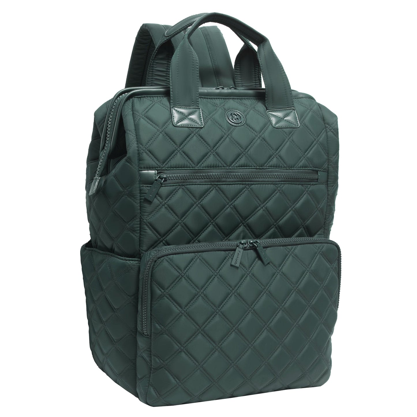 Joan & David Diamond Quilted Puffer Nylon Square Laptop Backpack