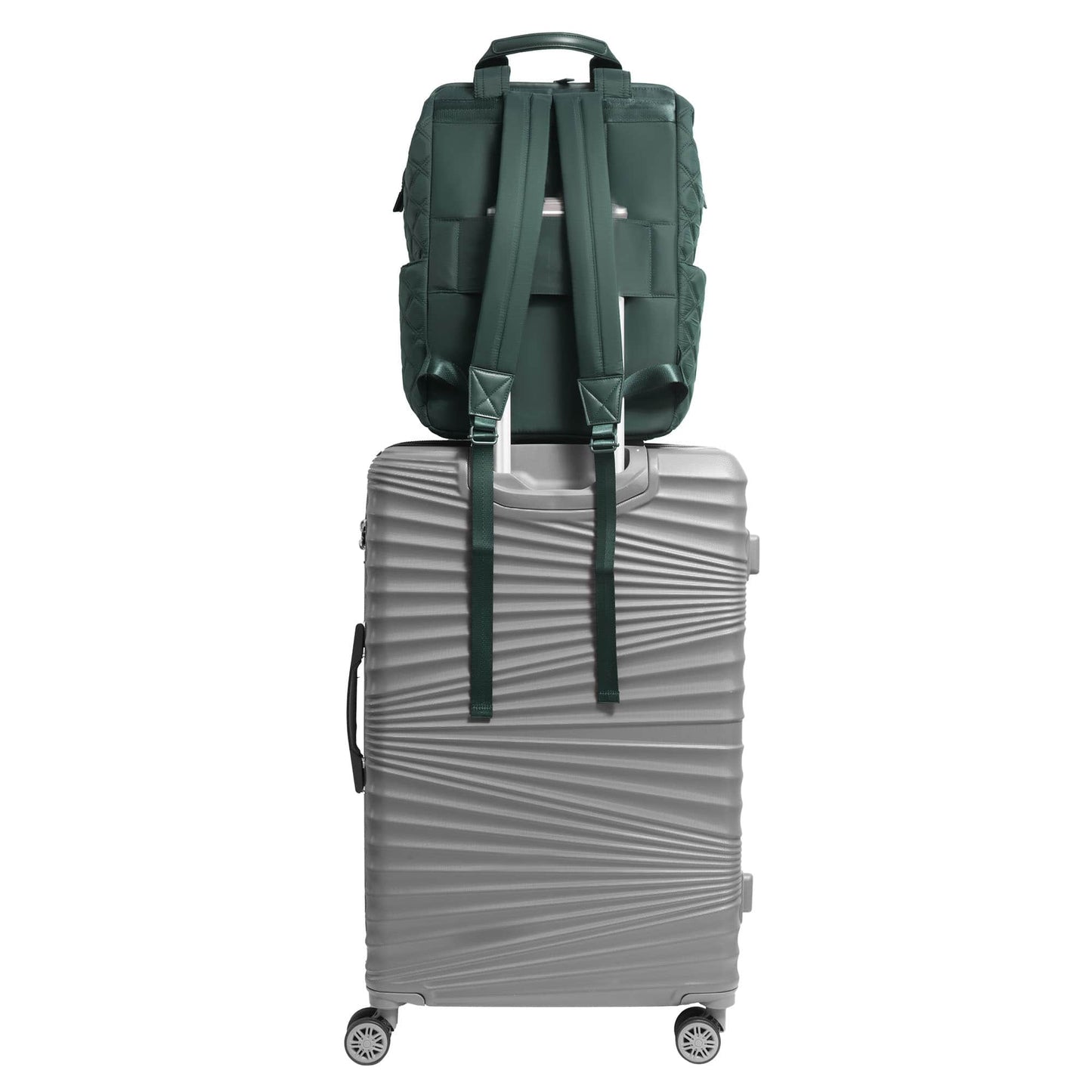 Joan & David Diamond Quilted Puffer Nylon Square Laptop Backpack