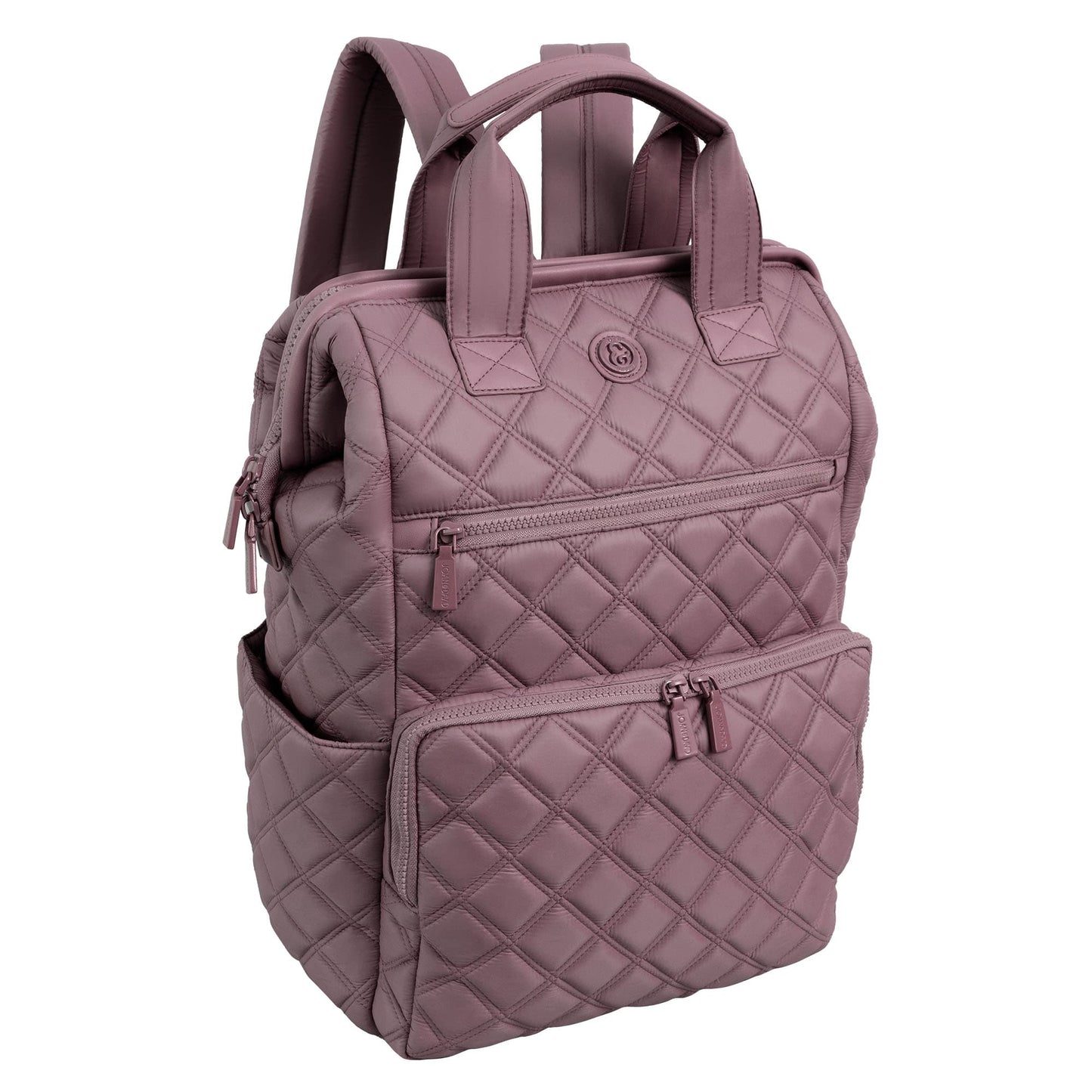 Joan & David Diamond Quilted Puffer Nylon Square Laptop Backpack