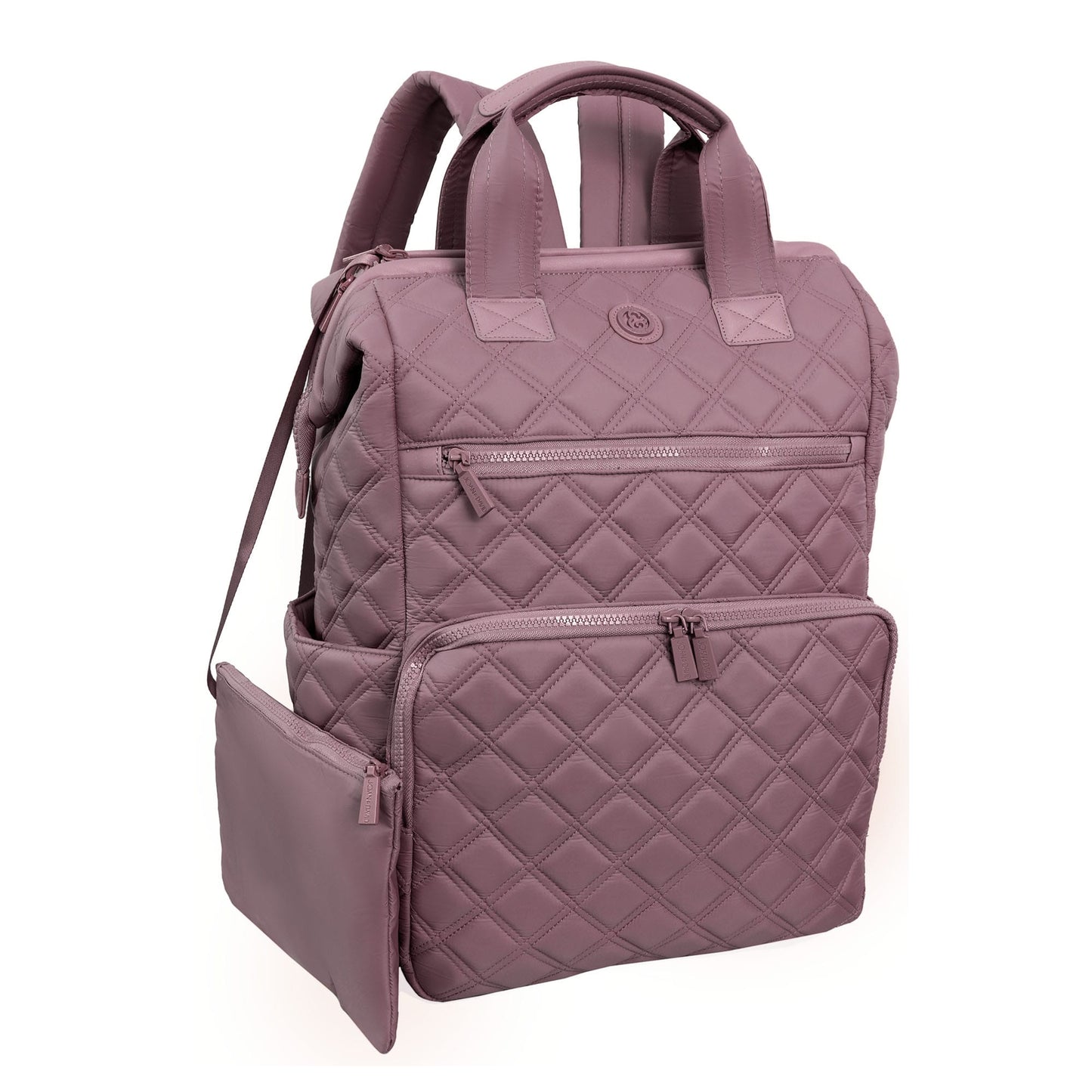 Joan & David Diamond Quilted Puffer Nylon Square Laptop Backpack