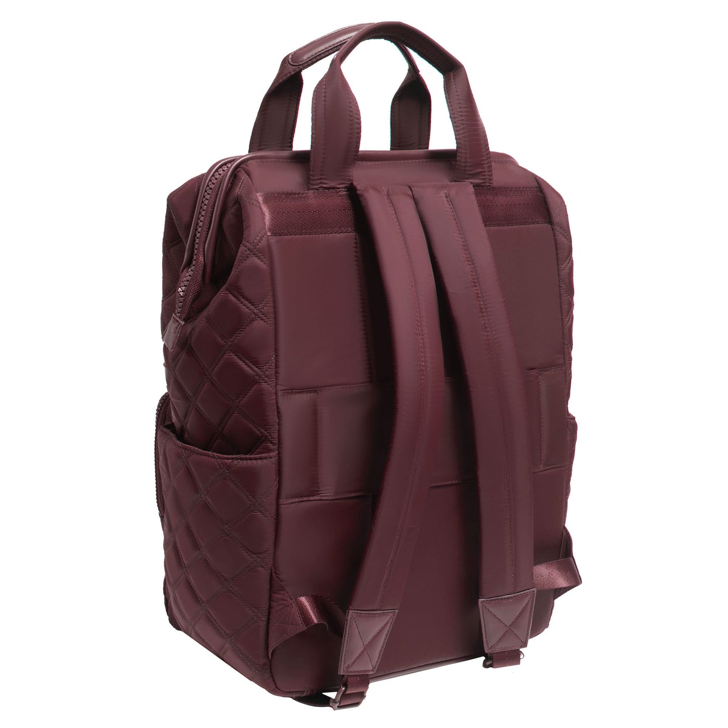 Joan & David Diamond Quilted Puffer Nylon Square Laptop Backpack