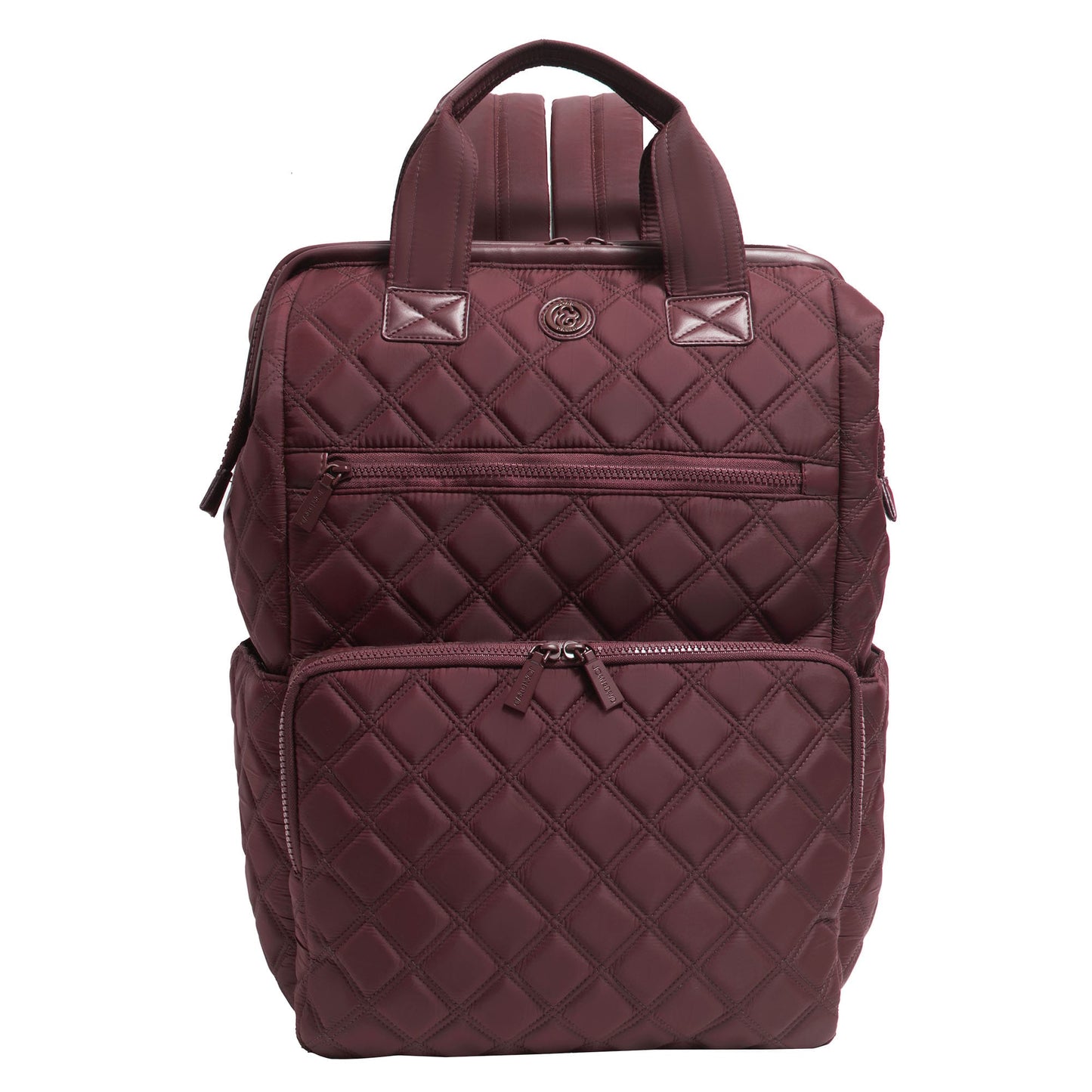 Joan & David Diamond Quilted Puffer Nylon Square Laptop Backpack
