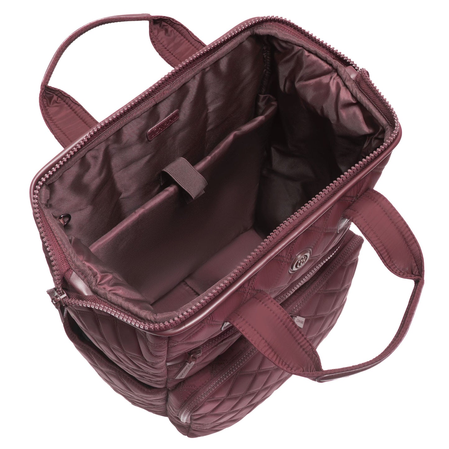 Joan & David Diamond Quilted Puffer Nylon Square Laptop Backpack