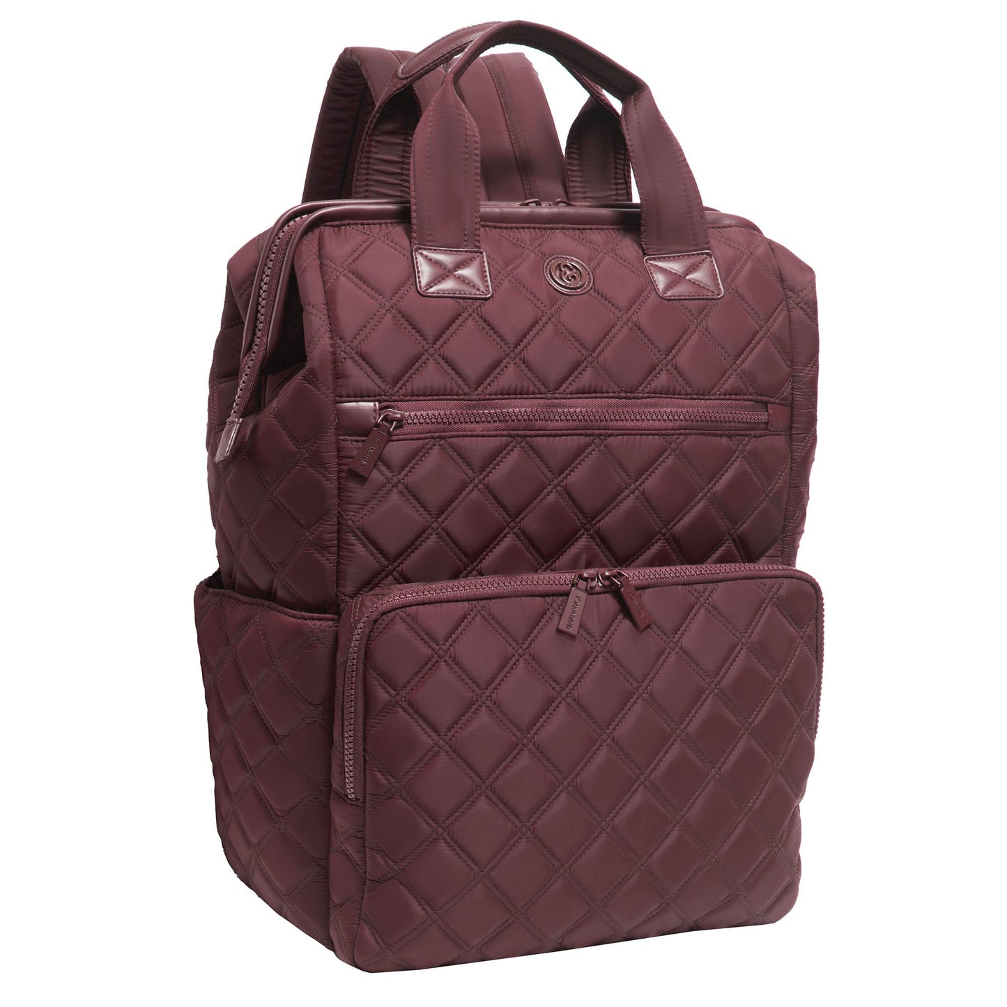 Joan & David Diamond Quilted Puffer Nylon Square Laptop Backpack